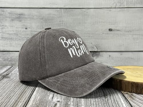 Boy Mom Hats for Mother, New Mama Gifts from Son - color: Boy Mom (Washed Brown)