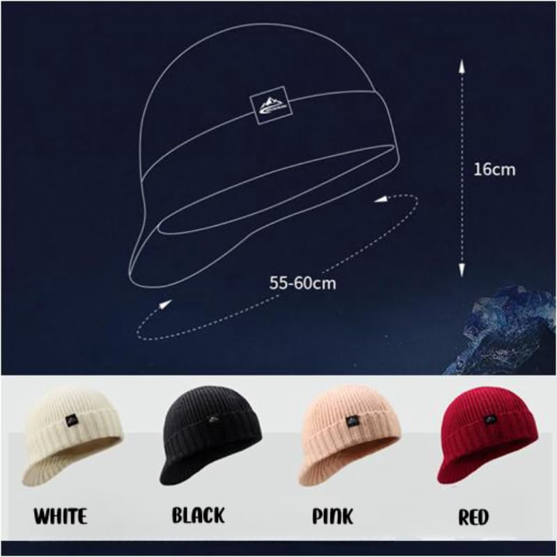 Winter Hats for Men Women - Thick Warm Stylish Knit Beanie Hat, Soft Stretch Cute Womens Winter Hats with Visor - color: Black