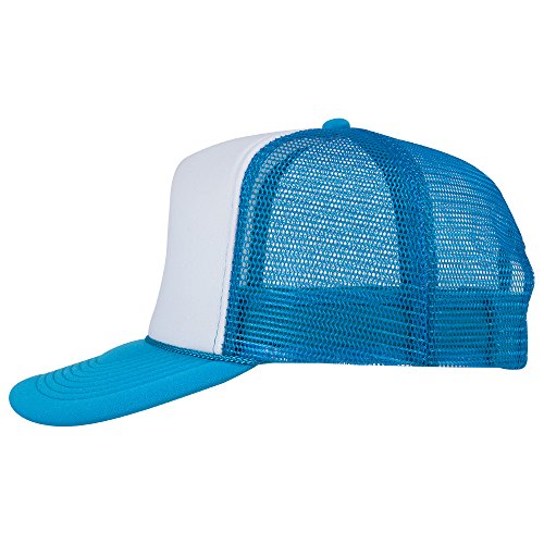 OTTO Neon Polyester Foam Front 5 Panel High Crown Mesh Back Trucker Hat - color: N.blu/Wht/N.blu