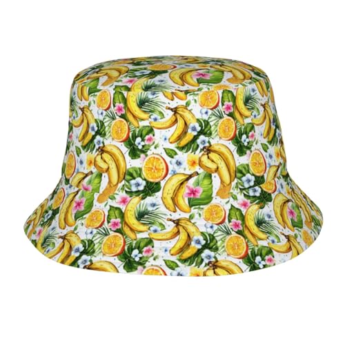 Bucket Hat for Men Women Packable Sun Hats Fisherman Outdoor Summer Travel Hiking Beach Caps - color: Banana