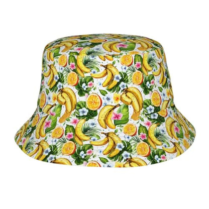 Bucket Hat for Men Women Packable Sun Hats Fisherman Outdoor Summer Travel Hiking Beach Caps - color: Banana