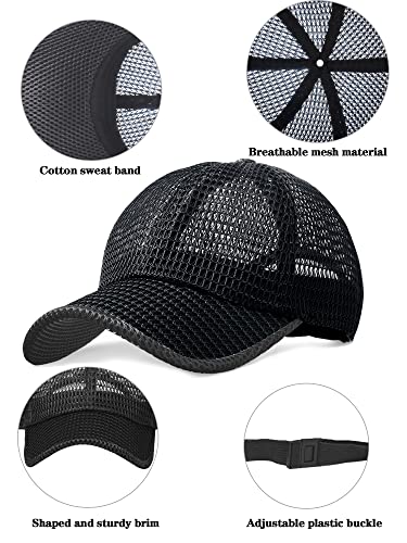 4Pcs Mesh Hats for Men, Breathable Summer Mesh Baseball Caps Quick Dry - color: Black, Navy,light Gray and Beige