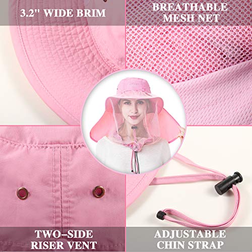 Palmyth Head Net Hat, Sun Hat Safari Hat - color: Pink