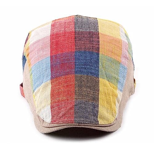 2 Pack Mens Newsboy Flat Cap Plaid Ivy Gatsby Cabbie Driving Golf Hat Beret - color: 2 Pcs Set a