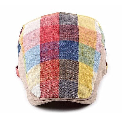 2 Pack Mens Newsboy Flat Cap Plaid Ivy Gatsby Cabbie Driving Golf Hat Beret - color: 2 Pcs Set a