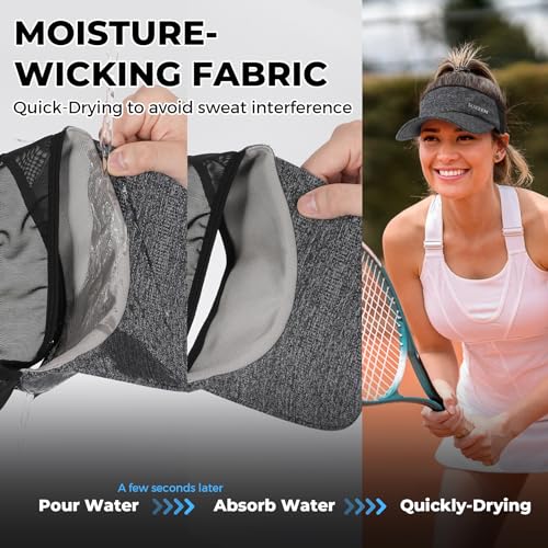 Sukeen Lightweight Sports Sun Visor Hat for Men Women - color: Black/Grey
