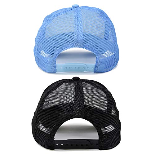 DALIX Two Tone Blank Trucker Hats Caps (2 for 1) - color: Black/Light Blue