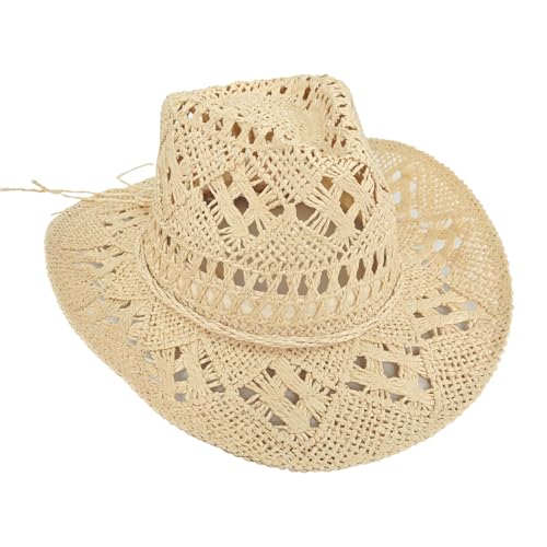 Straw Cowboy Hat for Women, Cowgirl Hat Wide Brim Western Cowboy Hat - color: Style1