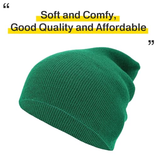 KBETHOS Made in USA Classic Men's Women's Cuffed Folded Acrylic Knit Beanie Hat Solid Unisex Cold - color: Dark Green Solid Long Beanie