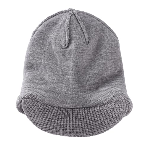 Home Prefer Mens Wool Blend Winter Hat Double-Layer Warm Knit Pre-Curve Visor Beanie Brimmed Beanies Hat for Men Women - color: Ash