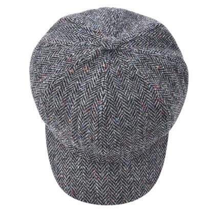 VOBOOM 8 Panel Wool Tweed Newsboy Gatsby Ivy Cap Golf Cabbie Driving Hat - color: Grey