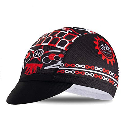 Weimostar Polyester Men Cycling Bike Bicycle Cap MTB Hat Sweat Wicking - color: Black Red Chain