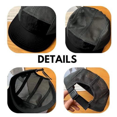 FASHIXD Mesh 5 Panel Runner Hat for Men Flat Brim Quick Dry Running Hat - color: Gray