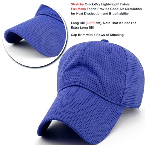 Long Brim Golf/Running Hat Full Mesh Baseball Cap Breathable - color: Royal-purple, size: X-Large-XX-Large