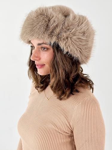 CATCHY & CRAFTY Faux Fur Trapper Hat for Women Fluffy Winter Hats Earflap