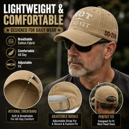 DD-214 Not Dead Yet Veteran Caps, Patriotic Baseball Cap, Patriotic Veteran Day Gifts for Retired Soldiers - color: Army Green