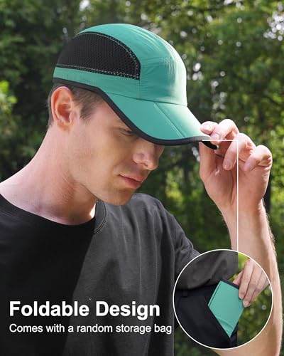 GADIEMKENSD Mens Folding Outdoor Hat Long Brim UPF 50+ Sun Protection - color: Folding Turquoise