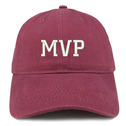 Trendy Apparel Shop MVP Embroidered Unstructured Cotton Dad Hat - color: Maroon