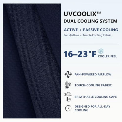 TOP-EX UVCoolix™ Cooling Neck Flap Baseball Sun Cap with Solar Fan - color: Navy Blue, size: Large-X-Large