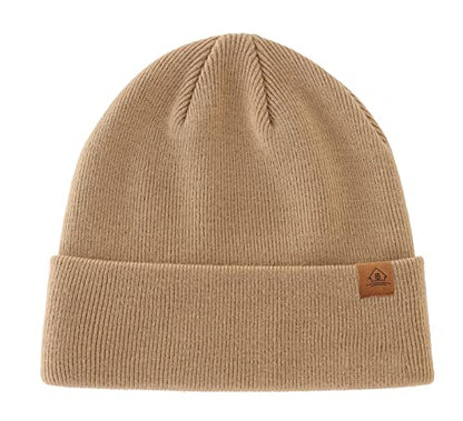 Home Prefer Mens Winter Hats Acrylic Knit Cuff Beanie Cap Warm Womens Beanie Hat - color: Khaki