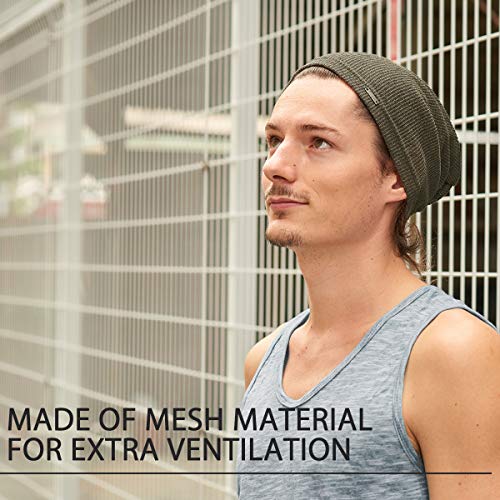CHARM Mens Light Weight Summer Beanie - Womens Breathable Slouchy Baggy Knit Hat - color: Black
