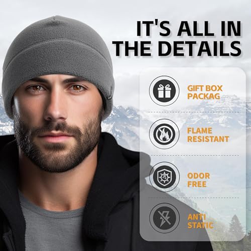 OUTDOOR SHAPING 2 Pack Tactical Fleece Watch Caps, Winter Beanies - color: Black+grey