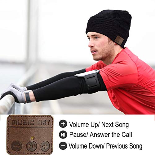 Wireless Hat Music Beanie for Men Women Music Beanie Hat Headphones Headset Speaker Microphone Cap Boys Teens Tech Beanie hat - color: Line Black