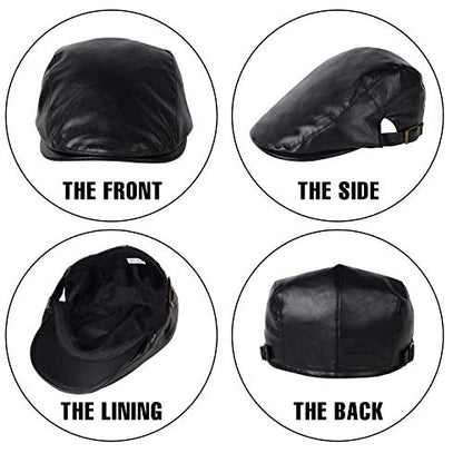 DOCILA Newsboy Flat Cap Women Men Fashion Print Gatsby Ivy Caps Adjustable All Seasons Cabbie Beret Hats - color: Black