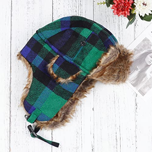 ONWAY Trapper Hat Winter Hats for Women Men with Faux Fur Ear Flaps - color: Green