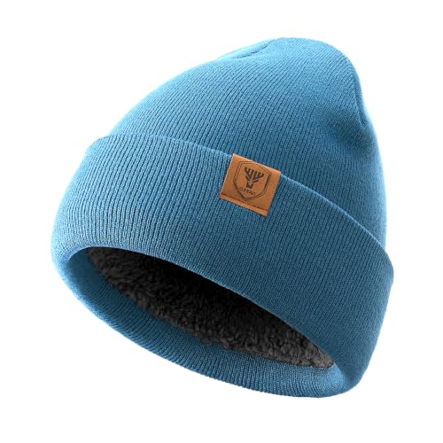 OZERO Mens Winter Hat, Fleece Lined Cuffed Beanie for Men and Women - color: Light Blue