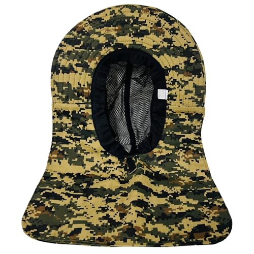 Packable and Adjustable Mesh Boonie Sun Hat with Neck Flap - color: Green/Tan Digital Camo