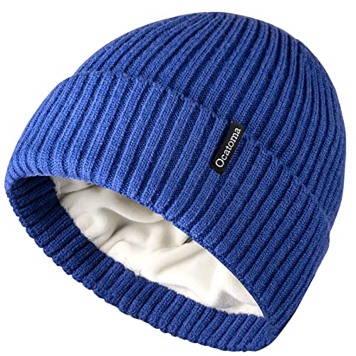 Ocatoma Beanie for Men Women Warm Winter Knit Cuffed Soft Ski Hats Unisex - color: Sapphire Blue