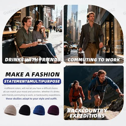Beanie Men Knit Skull Cap Warm Stocking Hats Women Winter Snow Ski Hats Cuffed Plaid Hat Toboggan Hat - color: Mg-zzm2572-black