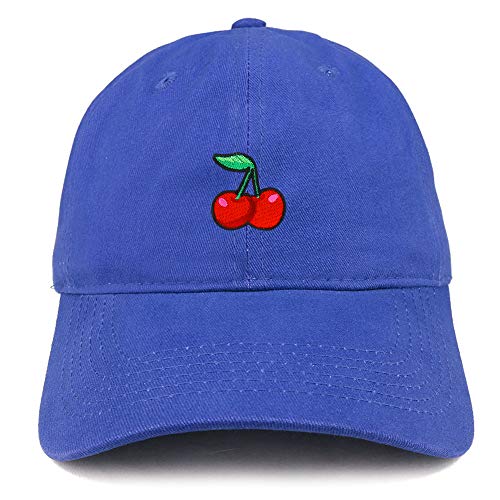 Trendy Apparel Shop Cherry Patch Brushed Cotton Unstructured Dad Hat - color: Royal