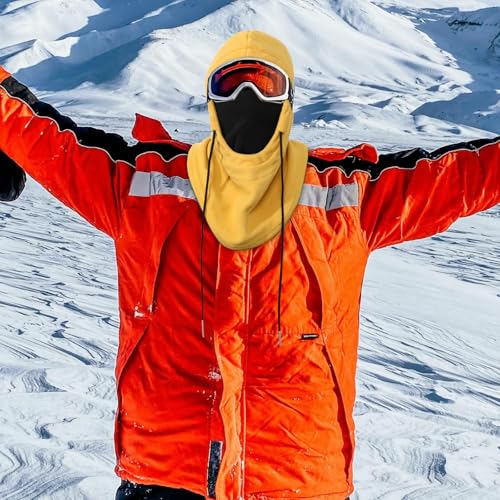 Achiou Ski Mask, Winter Balaclava Warm Windproof Face Cover Men Women - color: Turmeric