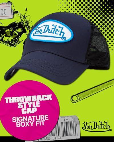 Von Dutch Unisex Trucker Hat, Colorblock, Mesh Back, Curved Bill, Snapback - color: Navy