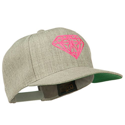 e4Hats.com Pink Diamond Outline Embroidered Snapback Cap - color: Heather