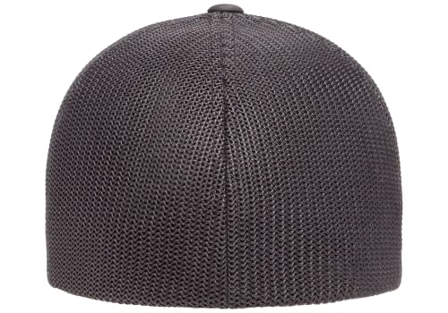 Flexfit 6511 Fitted Mid-Profile Stretchable Mesh Panels Trucker Cap - color: Charcoal, size: Small-Medium