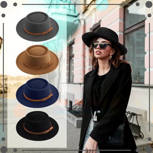 Hercicy Wool Fedora Hat for Women - color: Black, Khaki, Navy Blue, Dark Gray