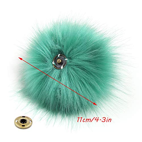Pack of 6 Detachable Faux Fox Fur Pom Poms for Hats with Snap 4.3inch/11CM DIY Handmade Accessories (Gray) - color: Gray