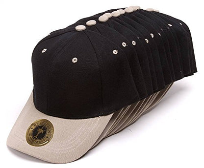 TOP HEADWEAR 12-Pack Adjustable Baseball Hat - color: Black/Khaki