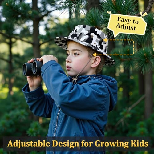 Kids Sun Hats for Boys Girls Bucket Hat UPF 50+ UV Protection Safari Hat Lightweight & Breathable Boonie Hat - color: 1 Pack-gray Camo