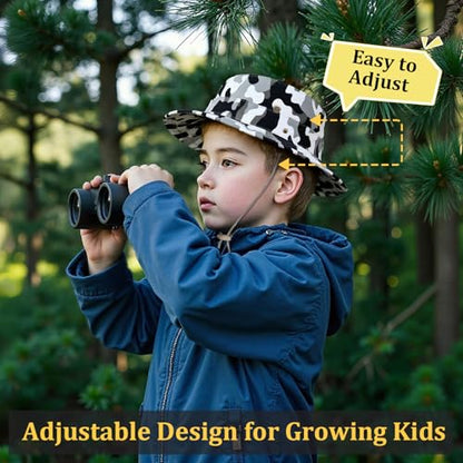 Kids Sun Hats for Boys Girls Bucket Hat UPF 50+ UV Protection Safari Hat Lightweight & Breathable Boonie Hat - color: 1 Pack-gray Camo