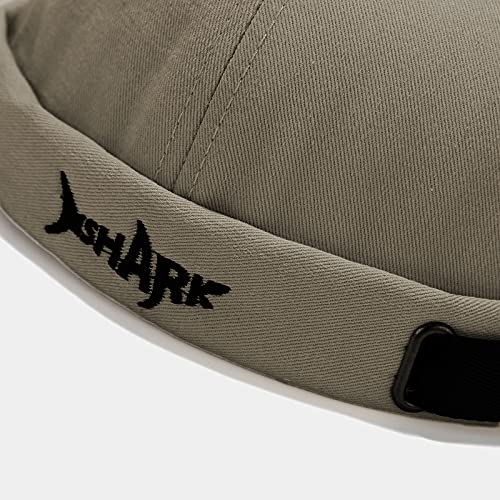 Men Hats Docker Cap Hats Beanie Sailor Cap Worker Hat Rolled Cuff Retro Brimless Hat with Adjustable - color: Shark-green