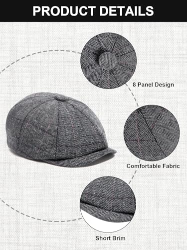 Senker Fashion 2 Pieces Newsboy Cap for Men - color: Grey Brown