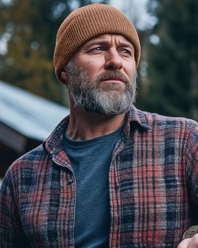Winter Hats & Black Beanies for Men Women， No-Logo and Fleece-Lined - color: Khaki