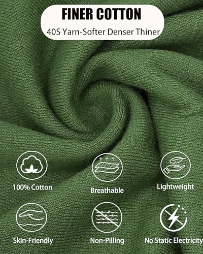 Thin 100% Cotton Fine-Knit Beanie Hat Slouchy Soft Chemo Skull Cap - color: 1-army Green