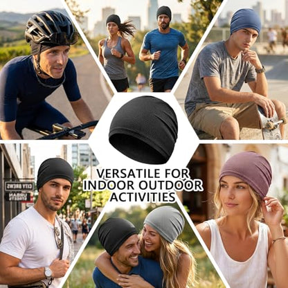 2 Pack Cooling Skull Cap for Men Women, 3D Mesh Sweat Wicking Beanie - color: Black+light Gray