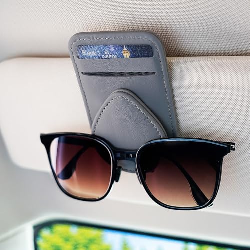 Visor Card Holder for Car Visor, 2 Card Slots Visor Glasses Clip, Strong Magnetic Visor Holder, Visor Accessories for Cars SUV(Gray1Pcs) - color: Gray(1 Pcs)