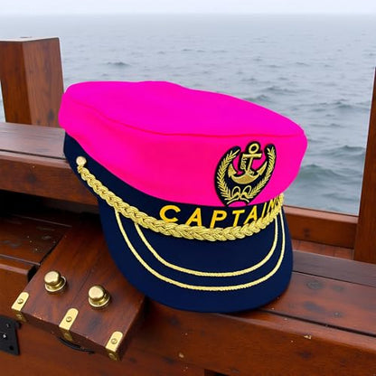 Captain Hat for Adults, Adjustable Sailor Hat, Navy, Nautical and Halloween Party Costume Accessory - color: Pink